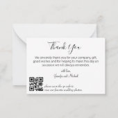 Stijlvolle moderne QR-code trouwfoto dank u Notitiekaartje (Achterkant)