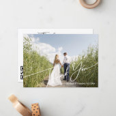 Stijlvolle moderne QR-code trouwfoto dank u Notitiekaartje (Voorkant / Achterkant in situ)