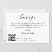 Stijlvolle moderne QR-code trouwfoto dank u Notitiekaartje (Achterkant)