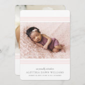 Stijlvolle, moderne regels | 2 Foto Blush Birth Aankondiging (Voorkant / Achterkant)
