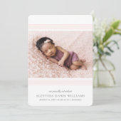 Stijlvolle, moderne regels | 2 Foto Blush Birth Aankondiging (Staand voorkant)