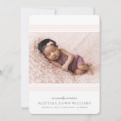 Stijlvolle, moderne regels | 2 Foto Blush Birth Aankondiging (Voorkant)