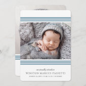 Stijlvolle, moderne regels | 2 Foto marine Birth Aankondiging (Voorkant / Achterkant)