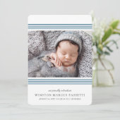 Stijlvolle, moderne regels | 2 Foto marine Birth Aankondiging (Staand voorkant)