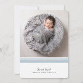 Stijlvolle, moderne regels | 2 Foto marine Birth Aankondiging (Achterkant)