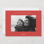 stijlvolle moderne roden & witte fotolijst gelukki feestdagenkaart (Achterkant)