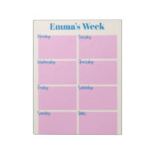 Stijlvolle, moderne roze, aangepaste weeklanner notitieblok (Linkerzijde)