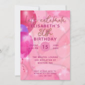 Stijlvolle moderne roze ballonnen 30e verjaardag kaart (Voorkant)