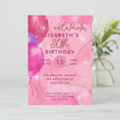 Stijlvolle moderne roze ballonnen 30e verjaardag kaart (Staand voorkant)