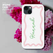 Stijlvolle Moderne Roze en Groene Monogram Retro W Case-Mate iPhone Case