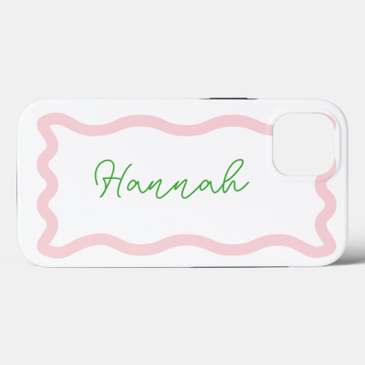 Stijlvolle Moderne Roze en Groene Monogram Retro W Case-Mate iPhone Case (Achterkant (horizontaal))