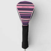 Stijlvolle moderne roze en Paarse streep Golfheadcover (Voorkant)