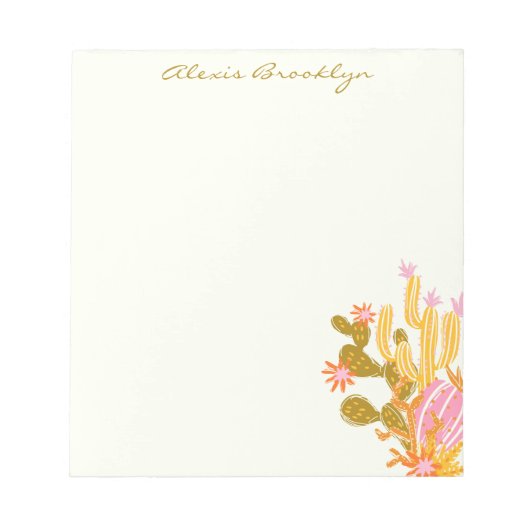 Stijlvolle moderne roze groene actus Persoonlijke  Notitieblok (Voorkant)