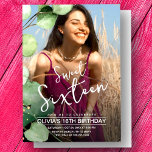 Stijlvolle moderne roze groene zoete 16 verjaardag kaart<br><div class="desc">Vier een mijlpaal met onze elegante stijlvolle moderne roze Sweet 16 verjaardagsuitnodigingen! Van elegant tot roze, modern, rustiek tot bloemig, we hebben de perfecte 16e verjaardag uitnodiging om uw unieke stijl aan te passen en uw viering onvergetelijk te maken. Onze Elegante rustieke salie groen Sweet 16 verjaardag Uitnodigingen met foto...</div>