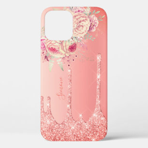 Stijlvolle, moderne roze koraalglitter druipt Case-Mate iPhone case