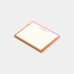 Stijlvolle moderne roze oranje rand Persoonlijk Post-it® Notes