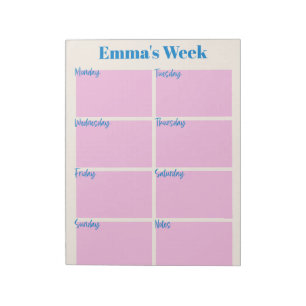Stijlvolle Moderne Roze Persoonlijke Weekplanner Notitieblok