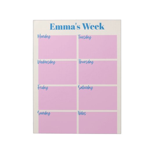 Stijlvolle Moderne Roze Persoonlijke Weekplanner Notitieblok (Linkerzijde)