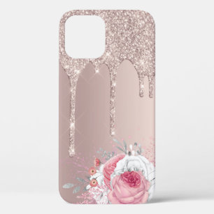 Stijlvolle, moderne roze roos goudglitter druppelt Case-Mate iPhone case