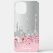 Stijlvolle, moderne roze zilveren glitter druppelt Case-Mate iPhone case (Achterkant)