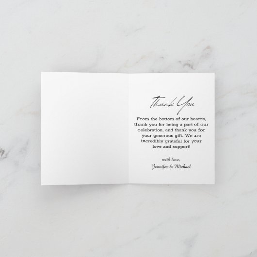 Stijlvolle moderne script 5 foto's collage bruilof bedankkaart (Binnen)