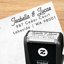 Stijlvolle moderne script retouradres stempel