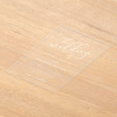 Stijlvolle moderne script witte bruiloft acryl uitnodigingen (Laagn)