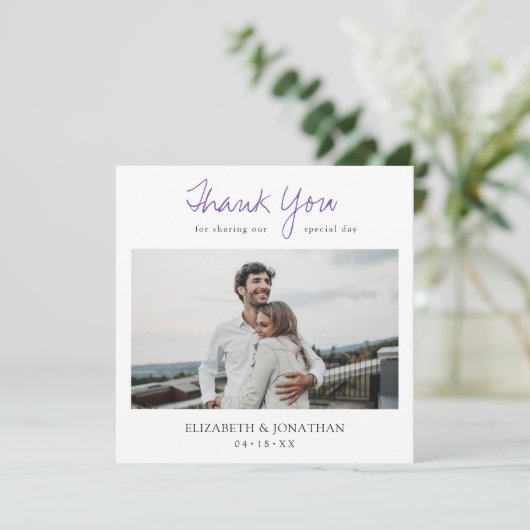 Stijlvolle moderne scriptfoto Hartelijk dank voor  Bedankkaart (Staand voorkant)