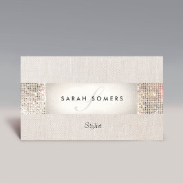 Stijlvolle moderne Silver Sequin Monogram Beauty Visitekaartje