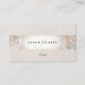 Stijlvolle moderne Silver Sequin Monogram Beauty Visitekaartje (Voorkant)