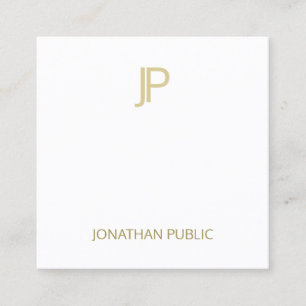Stijlvolle, moderne Sjabloon Gold Monogramed Vierkante Visitekaartje