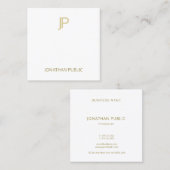 Stijlvolle, moderne Sjabloon Gold Monogramed Vierkante Visitekaartje (Voorkant / Achterkant)