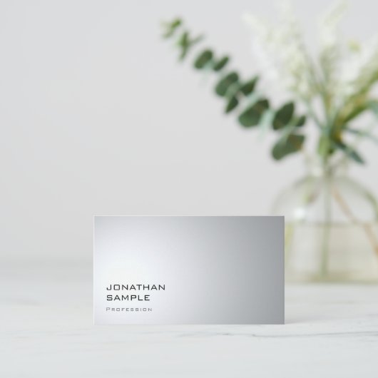 Stijlvolle Moderne Slanke Plain Silver Professiona Visitekaartje (Staand voorkant)