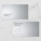 Stijlvolle Moderne Slanke Plain Silver Professiona Visitekaartje (Voorkant / Achterkant)