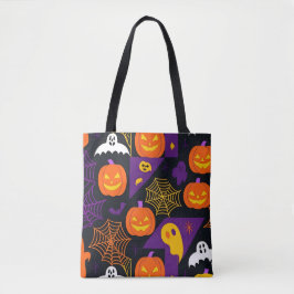 Stijlvolle moderne spookachtige kleurrijke Hallowe Tote Bag