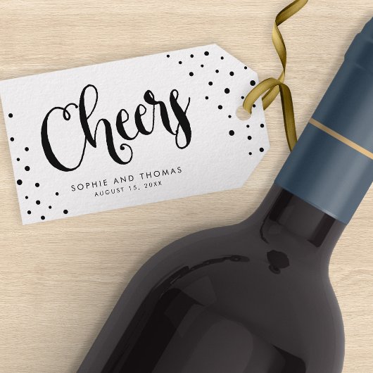 Stijlvolle moderne stippen proost gunst cadeaulabel
