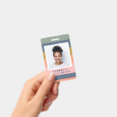 Stijlvolle moderne strepen  aardse naam foto badge (Handheld)