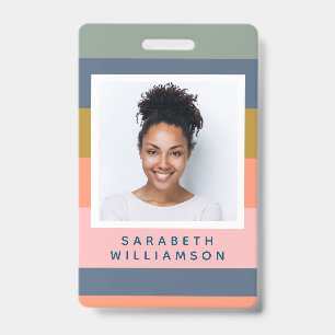 Stijlvolle moderne strepen aardse naam foto badge