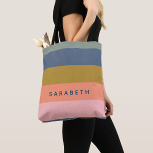 Stijlvolle moderne strepen in mooie aardetinten na tote bag