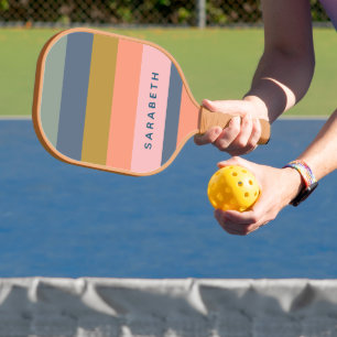 Stijlvolle Moderne Strepen Mooie Aardtinten Aangep Pickleball Paddle