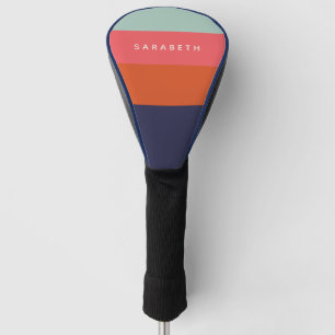 Stijlvolle moderne strepen Navy roze rood Persoonl Golfheadcover