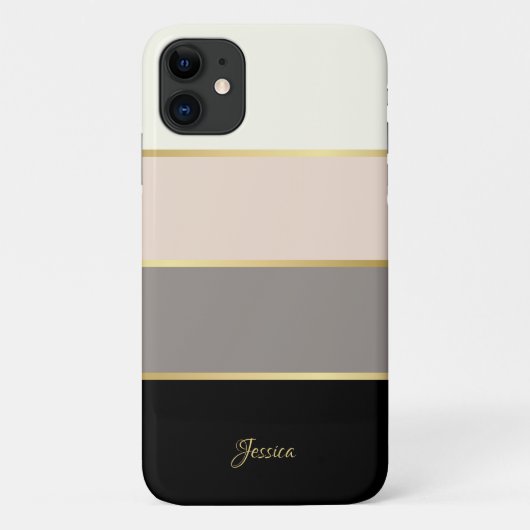 Stijlvolle moderne strepen patroon met naam Case-Mate iPhone case (Achterkant)