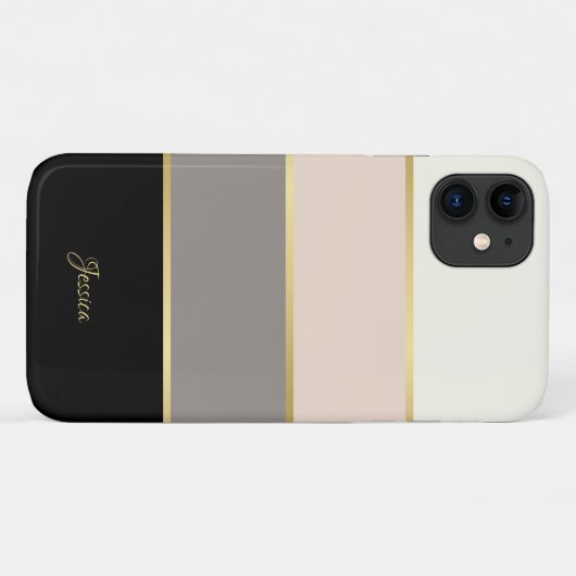 Stijlvolle moderne strepen patroon met naam Case-Mate iPhone case (Achterkant (horizontaal))