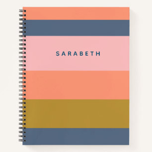 Stijlvolle Moderne Stripes in Earth Tones Notitieboek