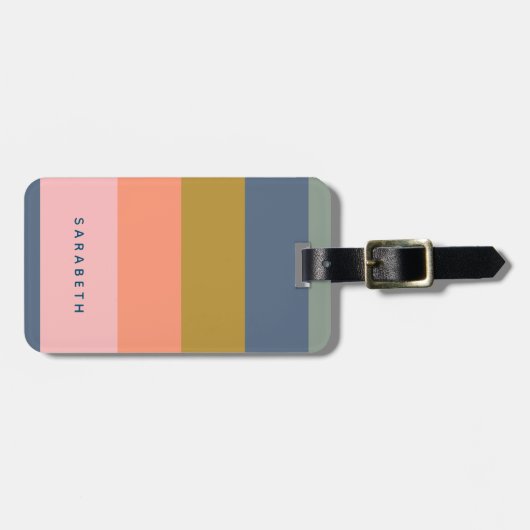 Stijlvolle moderne strips in Earth Tones Name Bagagelabel (Voorkant horizontaal)