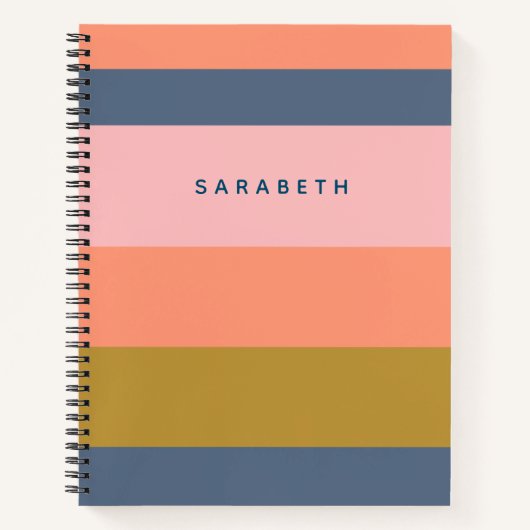 Stijlvolle moderne strips in Earth Tones Name Notitieboek (Voorkant)