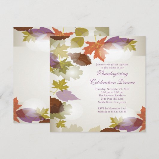Stijlvolle, moderne Thanksgiving-uitnodiging Kaart (Voorkant / Achterkant)