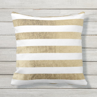 Stijlvolle moderne trendy faux gouden folie strepe buitenkussen