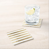 Stijlvolle moderne trendy faux gouden folie strepe kartonnen onderzetters (Insitu)