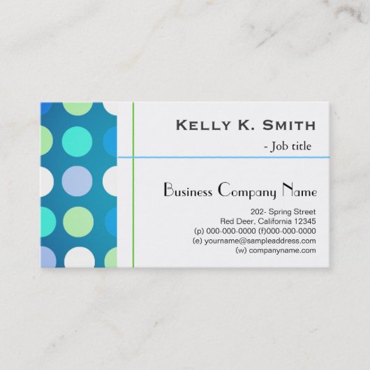 Stijlvolle moderne, trendy, grote blauwe, groene p visitekaartje (Voorkant)